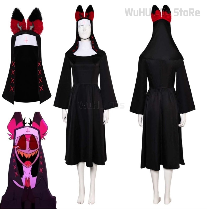 Anime Cosplay Nun - Nun Alastor Cosplay Fantasia Hazzbin Cartoon